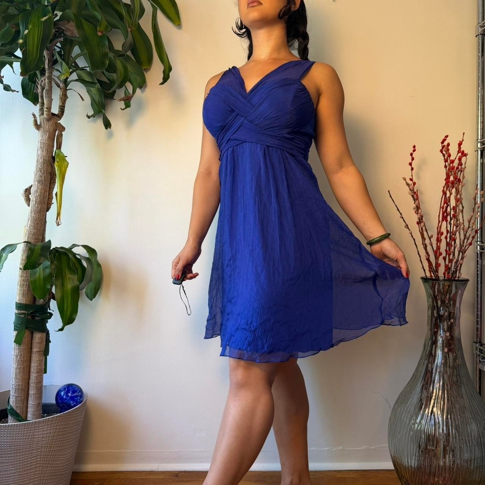 Bisou Bisou Purple Chiffon Babydoll Dress Ruched Formal Y2K I63W687B Size 14